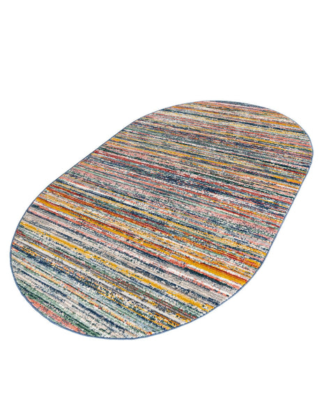 Multicolor 5' 3 x 8' Gemstone Oval Area Rug Polypropylene Contemporary Carpet Easy Clean Stain Resistant for Home Design Decorating for Sale at Rug Engine