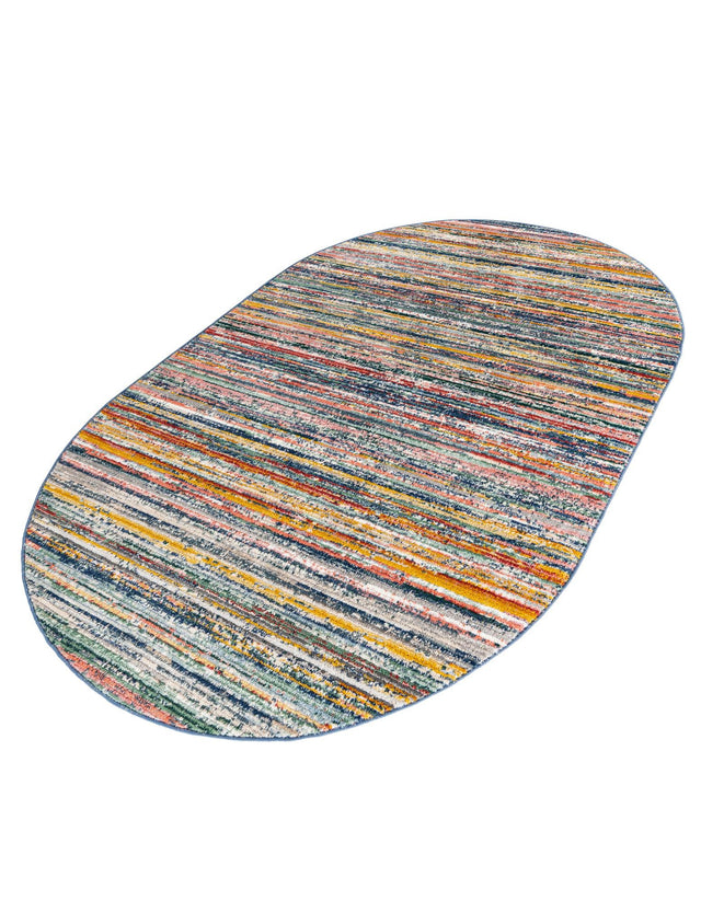 Multicolor 5' 3 x 8' Gemstone Oval Area Rug Polypropylene Contemporary Carpet Easy Clean Stain Resistant for Home Design Decorating for Sale at Rug Engine