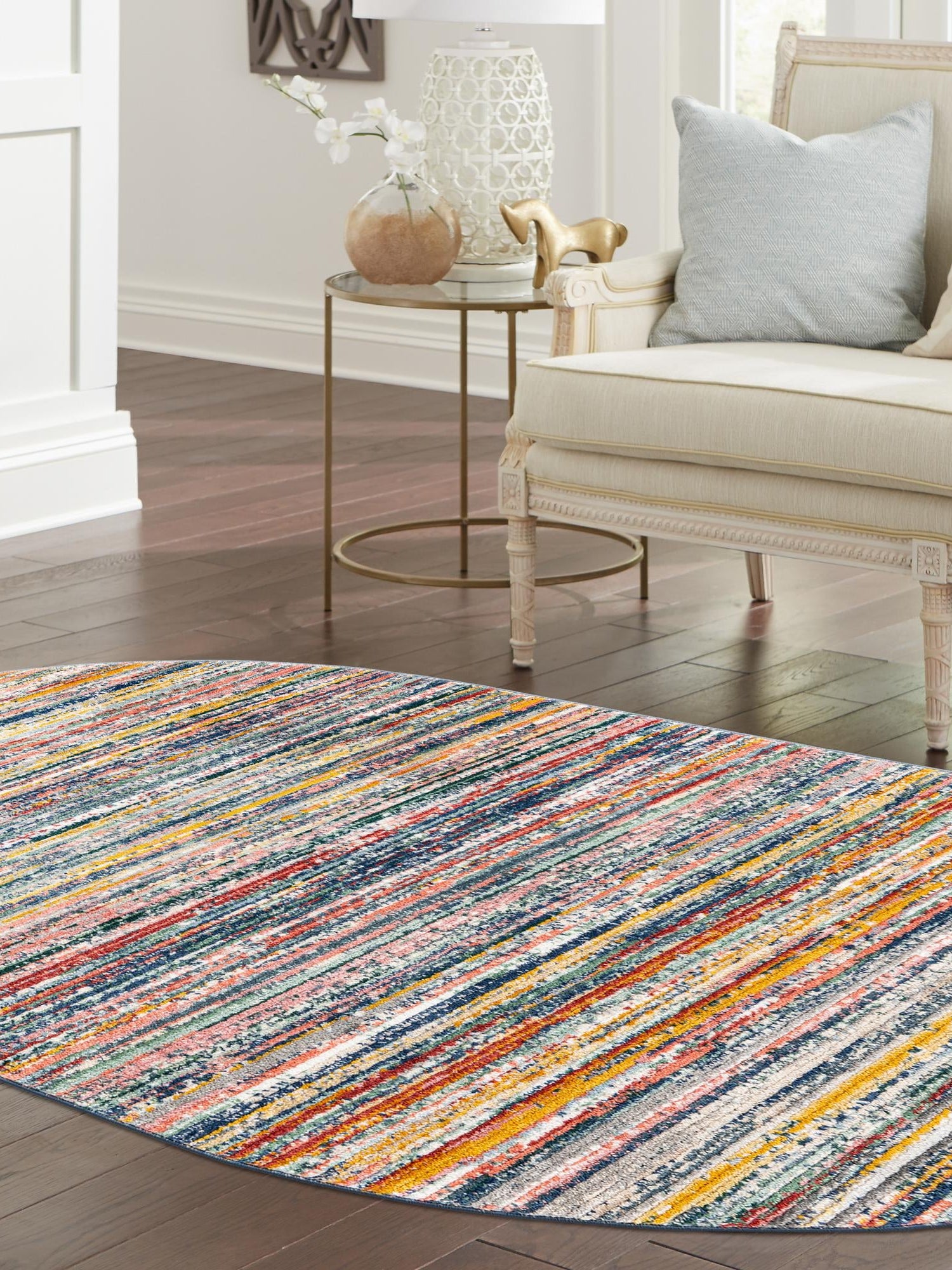 Multicolor 3' 3 x 5' 3 Gemstone Oval Area Rug Polypropylene Contemporary Carpet Easy Clean Stain Resistant for Home Design Decorating for Sale at Rug Engine