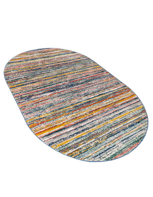 Multicolor 5' 3 x 8' Gemstone Oval Area Rug Polypropylene Contemporary Carpet Easy Clean Stain Resistant for Home Design Decorating for Sale at Rug Engine