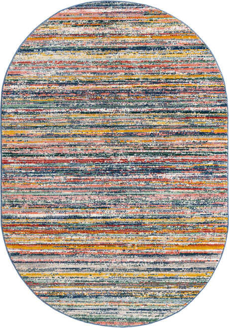 Multicolor 5' 3 x 8' Gemstone Oval Area Rug Polypropylene Contemporary Carpet Easy Clean Stain Resistant for Home Design Decorating for Sale at Rug Engine
