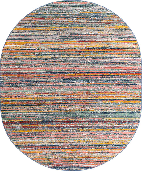 Multicolor 7' 10 x 10' 2 Gemstone Oval Area Rug Polypropylene Contemporary Carpet Easy Clean Stain Resistant for Home Design Decorating for Sale at Rug Engine