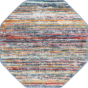Multicolor 4' 1 x 4' 1 Gemstone Octagon Area Rug Polypropylene Contemporary Carpet Easy Clean Stain Resistant for Home Design Decorating for Sale at Rug Engine