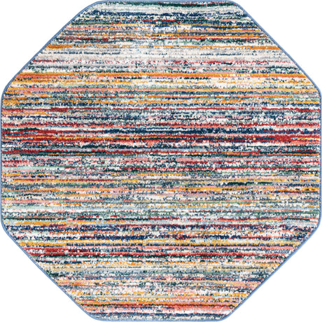 Multicolor 4' 1 x 4' 1 Gemstone Octagon Area Rug Polypropylene Contemporary Carpet Easy Clean Stain Resistant for Home Design Decorating for Sale at Rug Engine