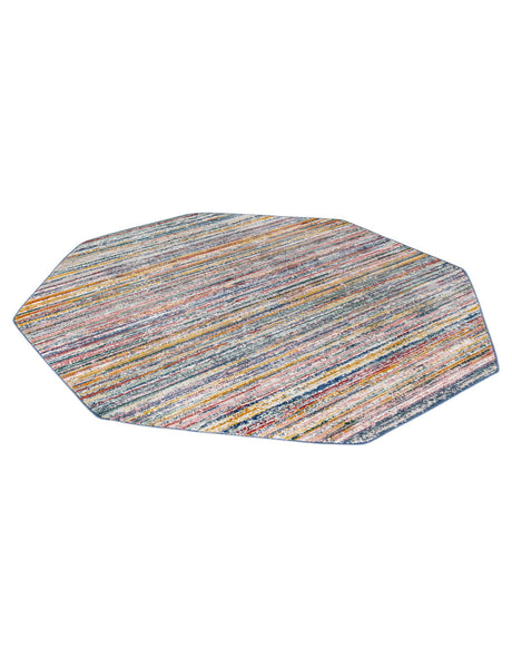 Multicolor 7' 3 x 7' 3 Gemstone Octagon Area Rug Polypropylene Contemporary Carpet Easy Clean Stain Resistant for Home Design Decorating for Sale at Rug Engine