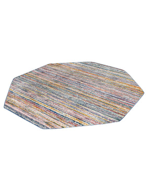Multicolor 7' 3 x 7' 3 Gemstone Octagon Area Rug Polypropylene Contemporary Carpet Easy Clean Stain Resistant for Home Design Decorating for Sale at Rug Engine