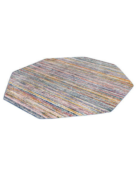 Multicolor 7' 3 x 7' 3 Gemstone Octagon Area Rug Polypropylene Contemporary Carpet Easy Clean Stain Resistant for Home Design Decorating for Sale at Rug Engine