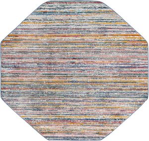 Multicolor 7' 3 x 7' 3 Gemstone Octagon Area Rug Polypropylene Contemporary Carpet Easy Clean Stain Resistant for Home Design Decorating for Sale at Rug Engine