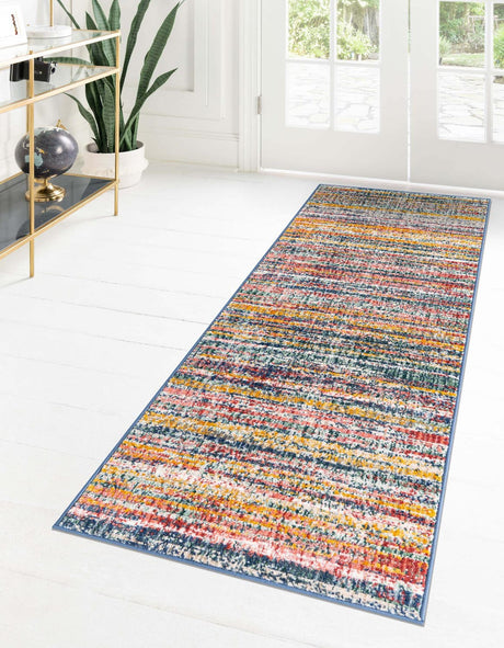 Multicolor 2' 7 x 12' Gemstone Runner Area Rug Polypropylene Contemporary Carpet Easy Clean Stain Resistant for Home Design Decorating for Sale at Rug Engine