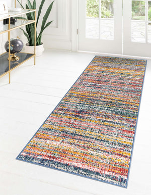 Multicolor 2' 7 x 10' Gemstone Runner Area Rug Polypropylene Contemporary Carpet Easy Clean Stain Resistant for Home Design Decorating for Sale at Rug Engine