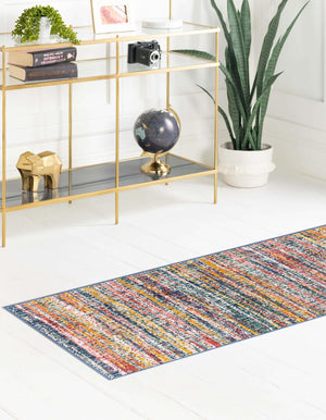 Multicolor 2' 2 x 5' 11 Gemstone Runner Area Rug Polypropylene Contemporary Carpet Easy Clean Stain Resistant for Home Design Decorating for Sale at Rug Engine