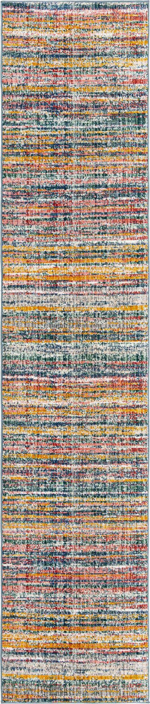 Multicolor 2' 7 x 12' Gemstone Runner Area Rug Polypropylene Contemporary Carpet Easy Clean Stain Resistant for Home Design Decorating for Sale at Rug Engine