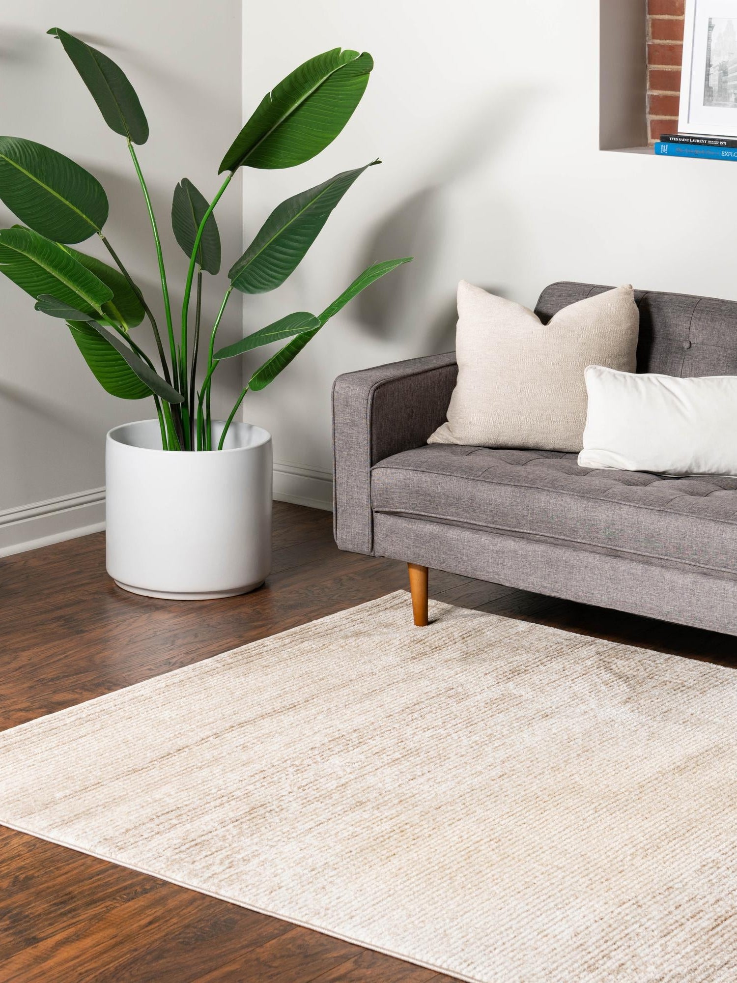 Ivory 6' 1 x 9' 2 Gemstone Rectangle Area Rug Polypropylene Contemporary Carpet Easy Clean Stain Resistant for Home Design Decorating for Sale at Rug Engine