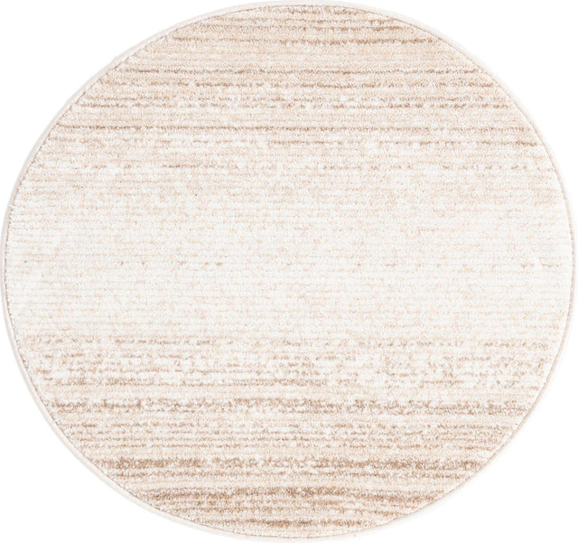 Ivory 3' 3 x 3' 3 Gemstone Round Area Rug Polypropylene Contemporary Carpet Easy Clean Stain Resistant for Home Design Decorating for Sale at Rug Engine