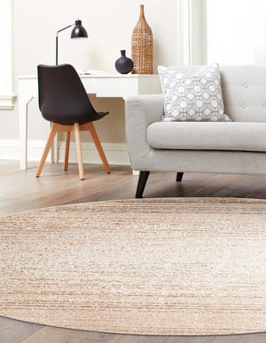 Ivory 7' 3 x 7' 3 Gemstone Round Area Rug Polypropylene Contemporary Carpet Easy Clean Stain Resistant for Home Design Decorating for Sale at Rug Engine