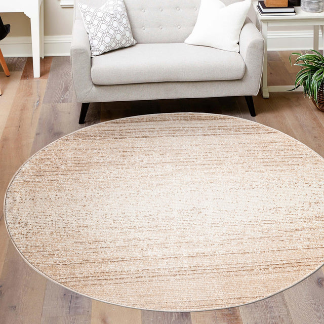 Ivory 10' 2 x 10' 2 Gemstone Round Area Rug Polypropylene Contemporary Carpet Easy Clean Stain Resistant for Home Design Decorating for Sale at Rug Engine