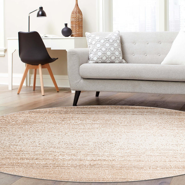 Ivory 10' 2 x 10' 2 Gemstone Round Area Rug Polypropylene Contemporary Carpet Easy Clean Stain Resistant for Home Design Decorating for Sale at Rug Engine
