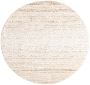 Ivory 5' 3 x 5' 3 Gemstone Round Area Rug Polypropylene Contemporary Carpet Easy Clean Stain Resistant for Home Design Decorating for Sale at Rug Engine