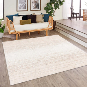 Ivory 9' 10 x 9' 10 Gemstone Square Area Rug Polypropylene Contemporary Carpet Easy Clean Stain Resistant for Home Design Decorating for Sale at Rug Engine