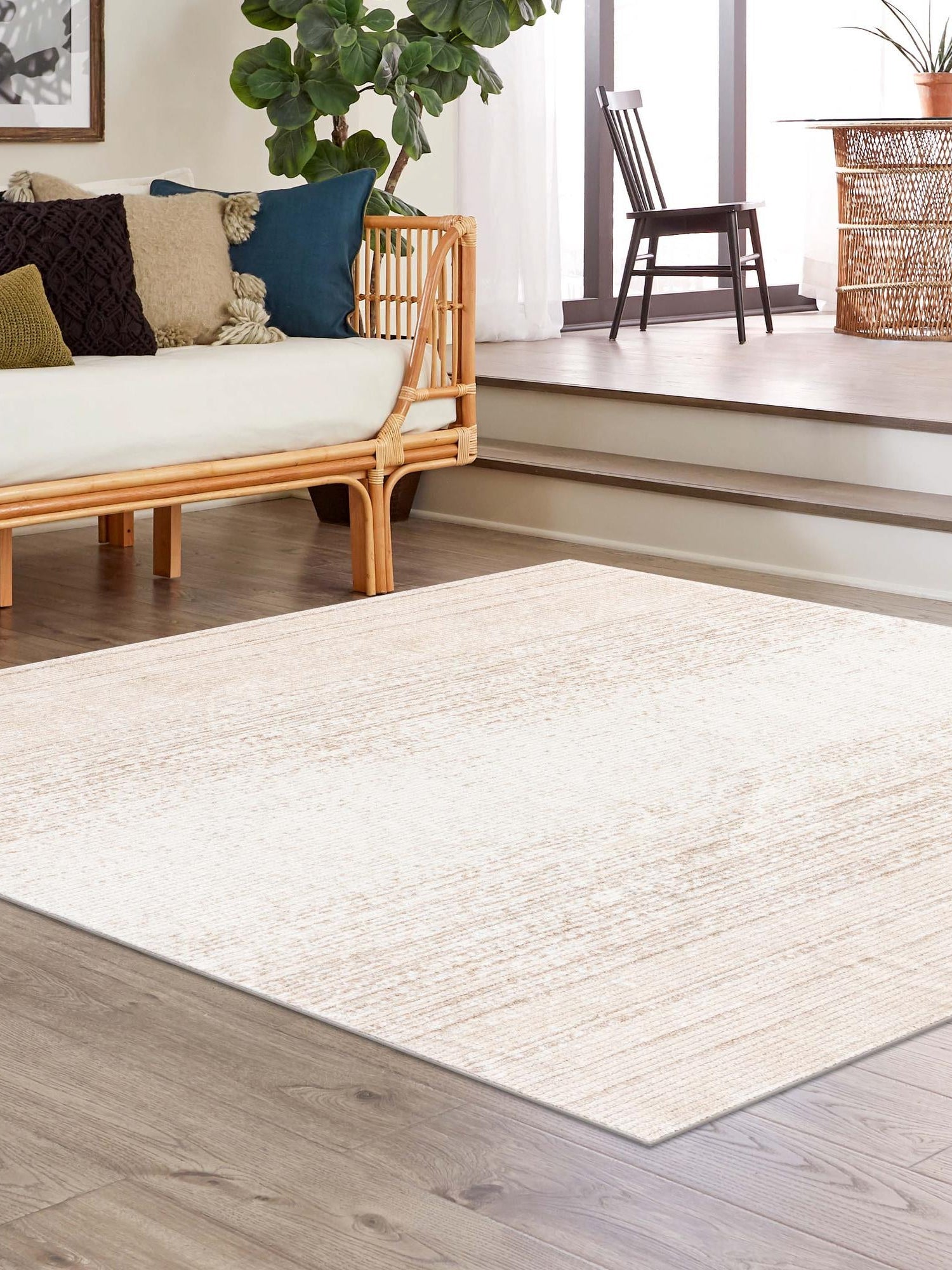 Ivory 7' 3 x 7' 3 Gemstone Square Area Rug Polypropylene Contemporary Carpet Easy Clean Stain Resistant for Home Design Decorating for Sale at Rug Engine