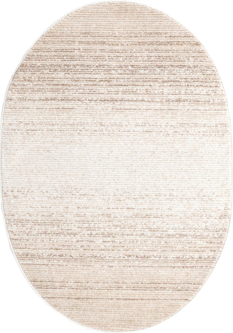Ivory 4' 1 x 6' 3 Gemstone Oval Area Rug Polypropylene Contemporary Carpet Easy Clean Stain Resistant for Home Design Decorating for Sale at Rug Engine