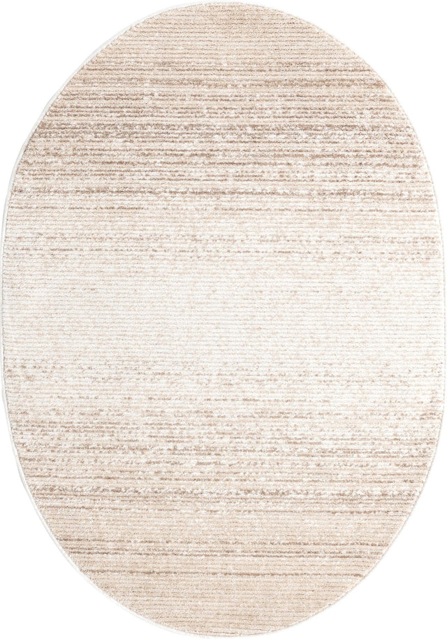Ivory 4' 1 x 6' 3 Gemstone Oval Area Rug Polypropylene Contemporary Carpet Easy Clean Stain Resistant for Home Design Decorating for Sale at Rug Engine