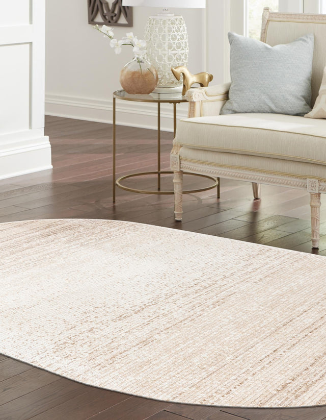Ivory 3' 3 x 5' 3 Gemstone Oval Area Rug Polypropylene Contemporary Carpet Easy Clean Stain Resistant for Home Design Decorating for Sale at Rug Engine