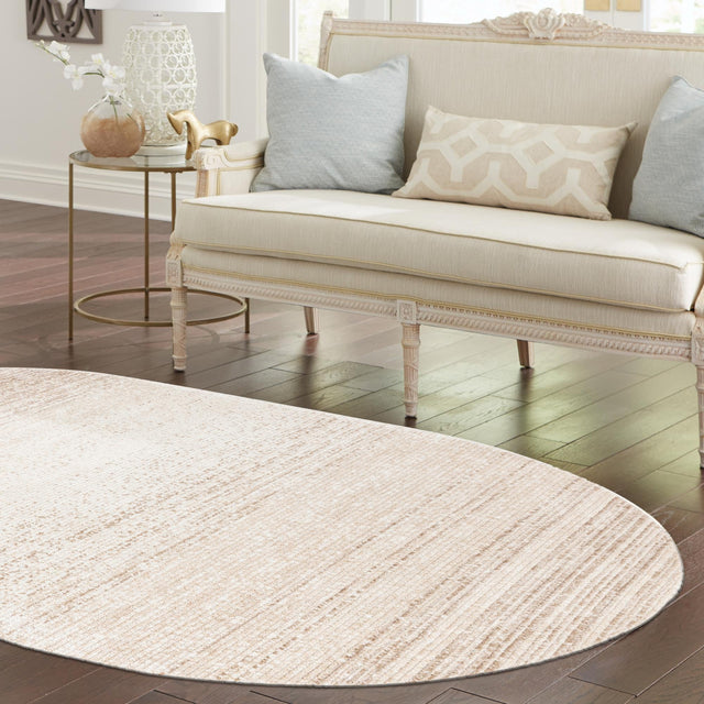 Ivory 4' 1 x 6' 3 Gemstone Oval Area Rug Polypropylene Contemporary Carpet Easy Clean Stain Resistant for Home Design Decorating for Sale at Rug Engine