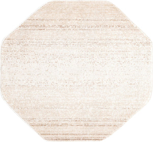 Ivory 4' 1 x 4' 1 Gemstone Octagon Area Rug Polypropylene Contemporary Carpet Easy Clean Stain Resistant for Home Design Decorating for Sale at Rug Engine