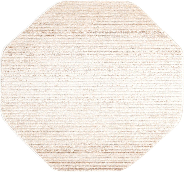 Ivory 4' 1 x 4' 1 Gemstone Octagon Area Rug Polypropylene Contemporary Carpet Easy Clean Stain Resistant for Home Design Decorating for Sale at Rug Engine