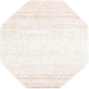 Ivory 4' 1 x 4' 1 Gemstone Octagon Area Rug Polypropylene Contemporary Carpet Easy Clean Stain Resistant for Home Design Decorating for Sale at Rug Engine