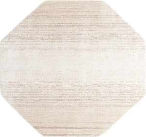 Ivory 7' 3 x 7' 3 Gemstone Octagon Area Rug Polypropylene Contemporary Carpet Easy Clean Stain Resistant for Home Design Decorating for Sale at Rug Engine