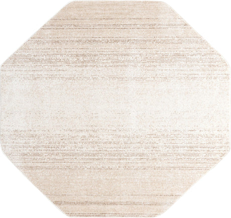 Ivory 7' 3 x 7' 3 Gemstone Octagon Area Rug Polypropylene Contemporary Carpet Easy Clean Stain Resistant for Home Design Decorating for Sale at Rug Engine