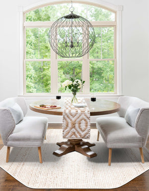 Ivory 4' 1 x 4' 1 Gemstone Octagon Area Rug Polypropylene Contemporary Carpet Easy Clean Stain Resistant for Home Design Decorating for Sale at Rug Engine