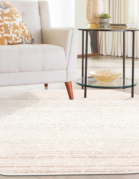 Ivory 7' 3 x 7' 3 Gemstone Octagon Area Rug Polypropylene Contemporary Carpet Easy Clean Stain Resistant for Home Design Decorating for Sale at Rug Engine