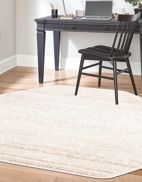 Ivory 4' 1 x 4' 1 Gemstone Octagon Area Rug Polypropylene Contemporary Carpet Easy Clean Stain Resistant for Home Design Decorating for Sale at Rug Engine