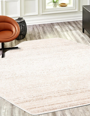 Ivory 4' 1 x 4' 1 Gemstone Octagon Area Rug Polypropylene Contemporary Carpet Easy Clean Stain Resistant for Home Design Decorating for Sale at Rug Engine