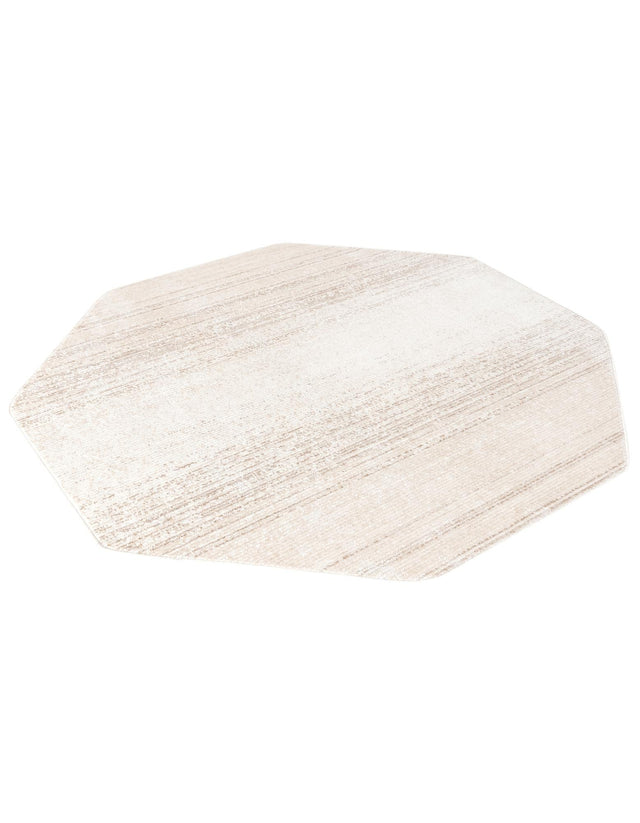 Ivory 7' 3 x 7' 3 Gemstone Octagon Area Rug Polypropylene Contemporary Carpet Easy Clean Stain Resistant for Home Design Decorating for Sale at Rug Engine