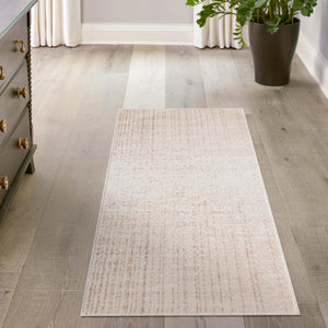 Ivory 2' 2 x 8' Gemstone Runner Area Rug Polypropylene Contemporary Carpet Easy Clean Stain Resistant for Home Design Decorating for Sale at Rug Engine