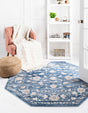 Blue 5' 3 x 5' 3 Boston Octagon Area Rug 55% Polypropylene & 45% Polyester Easy Clean Traditional Classical Carpet for Contemporary Living Dining Room Office Space for Sale at Rug Engine