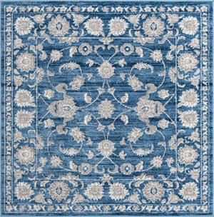 Blue 5' 3 x 5' 3 Boston Square Area Rug 55% Polypropylene & 45% Polyester Easy Clean Traditional Classical Carpet for Contemporary Living Dining Room Office Space for Sale at Rug Engine
