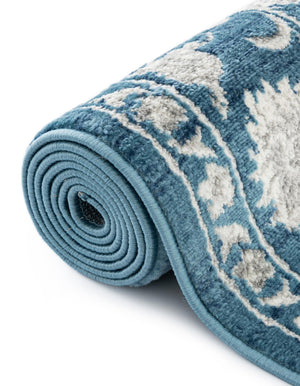 Blue 3' 3 x 5' 3 Boston Oval Area Rug 55% Polypropylene & 45% Polyester Easy Clean Traditional Classical Carpet for Contemporary Living Dining Room Office Space for Sale at Rug Engine