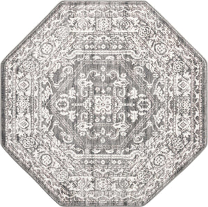 Gray 5' 3 x 5' 3 Boston Octagon Area Rug 55% Polypropylene & 45% Polyester Easy Clean Traditional Classical Carpet for Contemporary Living Dining Room Office Space for Sale at Rug Engine