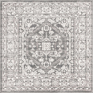 Gray 5' 3 x 5' 3 Boston Square Area Rug 55% Polypropylene & 45% Polyester Easy Clean Traditional Classical Carpet for Contemporary Living Dining Room Office Space for Sale at Rug Engine