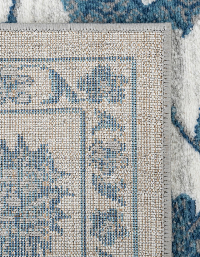 White Blue 5' 3 x 5' 3 Boston Octagon Area Rug 55% Polypropylene & 45% Polyester Easy Clean Traditional Classical Carpet for Contemporary Living Dining Room Office Space for Sale at Rug Engine