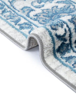 White Blue 5' 3 x 5' 3 Boston Octagon Area Rug 55% Polypropylene & 45% Polyester Easy Clean Traditional Classical Carpet for Contemporary Living Dining Room Office Space for Sale at Rug Engine