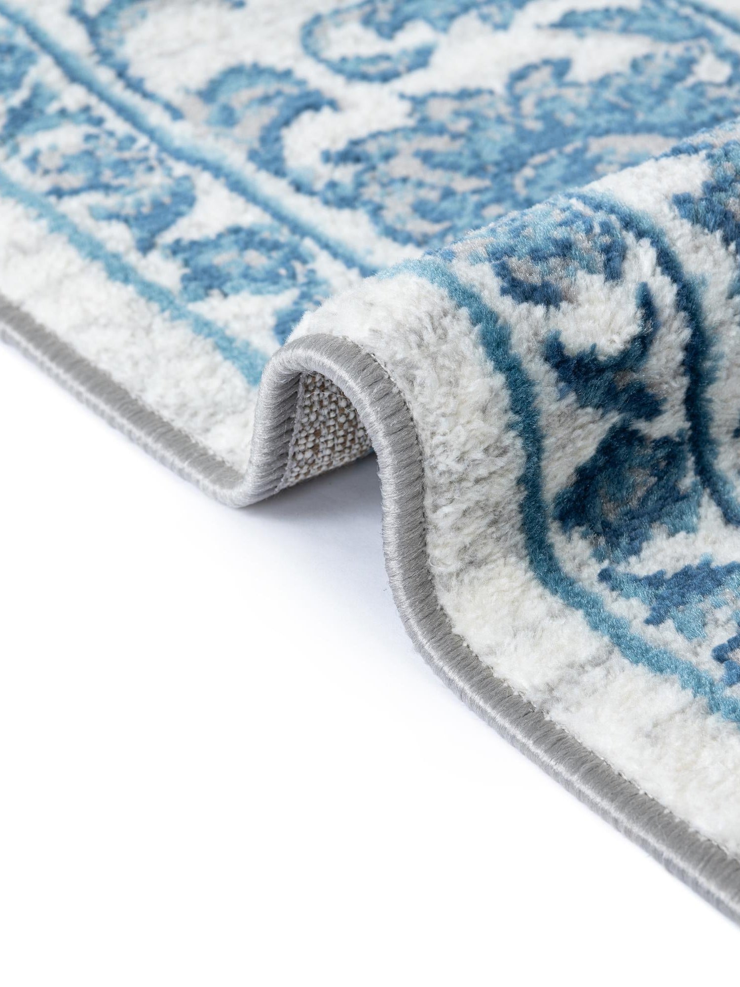 White Blue 3' 3 x 5' 3 Boston Oval Area Rug 55% Polypropylene & 45% Polyester Easy Clean Traditional Classical Carpet for Contemporary Living Dining Room Office Space for Sale at Rug Engine