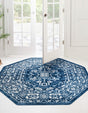Blue 5' 3 x 5' 3 Boston Octagon Area Rug 55% Polypropylene & 45% Polyester Easy Clean Traditional Classical Carpet for Contemporary Living Dining Room Office Space for Sale at Rug Engine