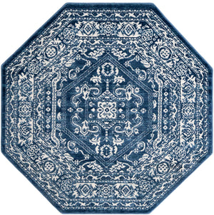 Blue 5' 3 x 5' 3 Boston Octagon Area Rug 55% Polypropylene & 45% Polyester Easy Clean Traditional Classical Carpet for Contemporary Living Dining Room Office Space for Sale at Rug Engine