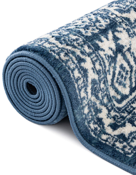Blue 5' 3 x 5' 3 Boston Square Area Rug 55% Polypropylene & 45% Polyester Easy Clean Traditional Classical Carpet for Contemporary Living Dining Room Office Space for Sale at Rug Engine